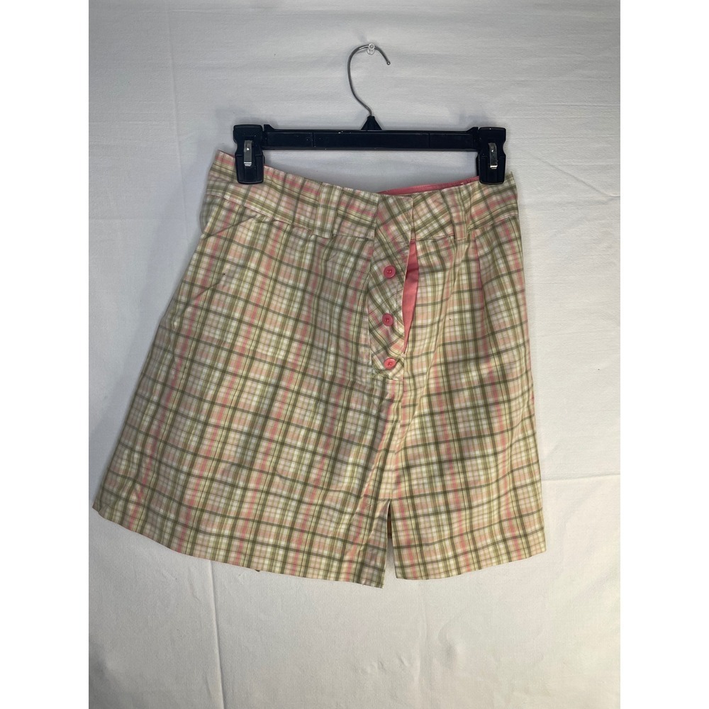 Y2K Sport Haley Pink Green Plaid Skort Women Size 4 Cotton Blend Golf Tennis